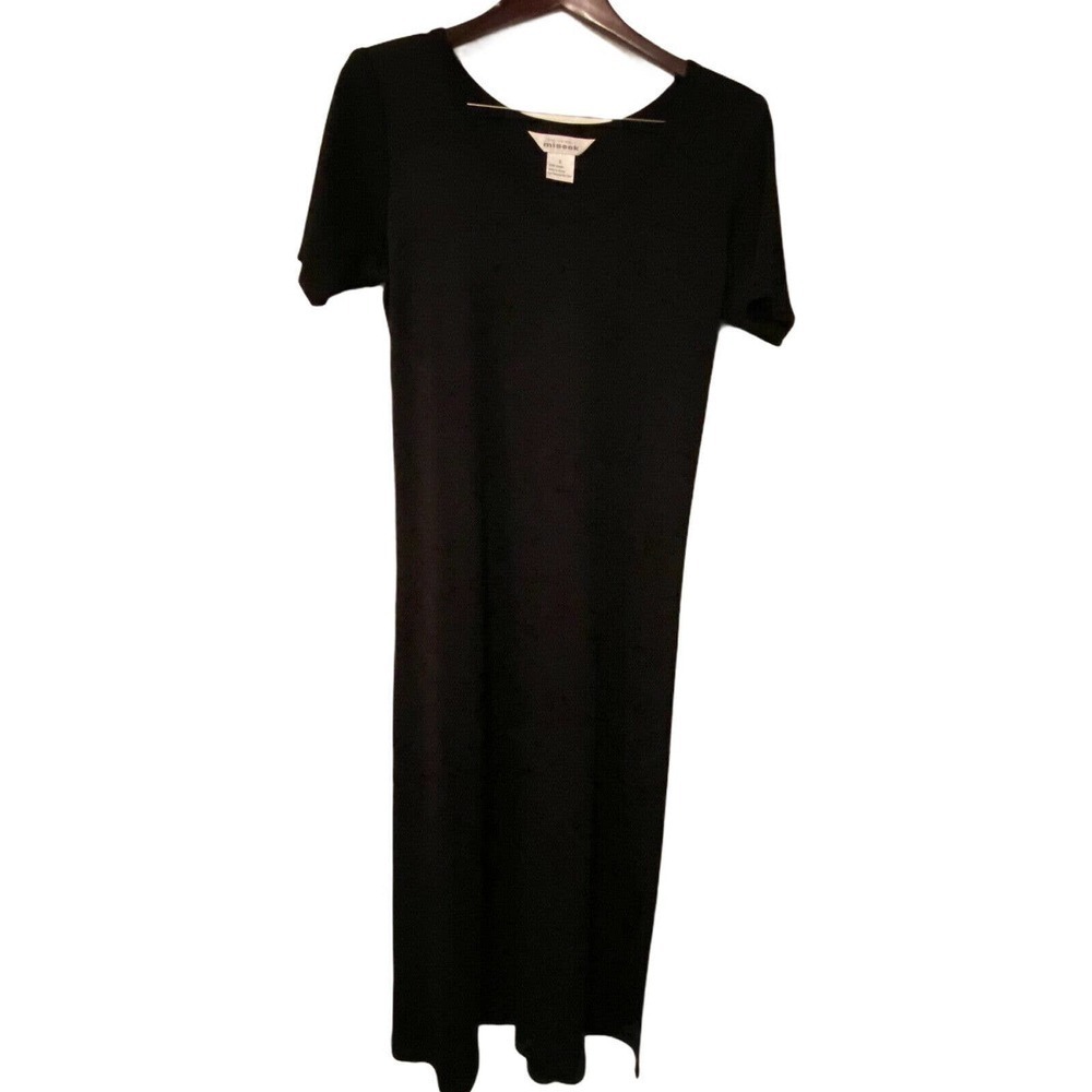 Exclusively Misook Short Sleeve Dress Midi Length Pullover Black Size Small